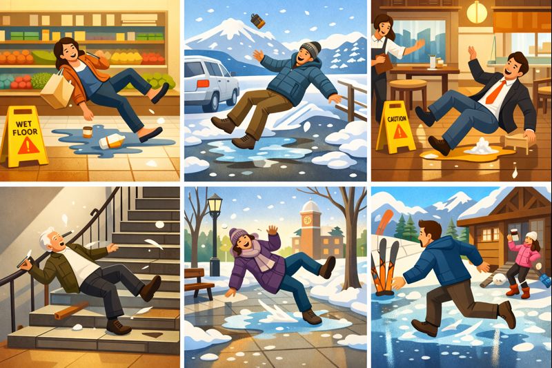 Where Slip and Fall Accidents Commonly Occur in Utah